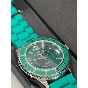GOSSIP Womens Silicone Band Wristwatch Watch (Teal)